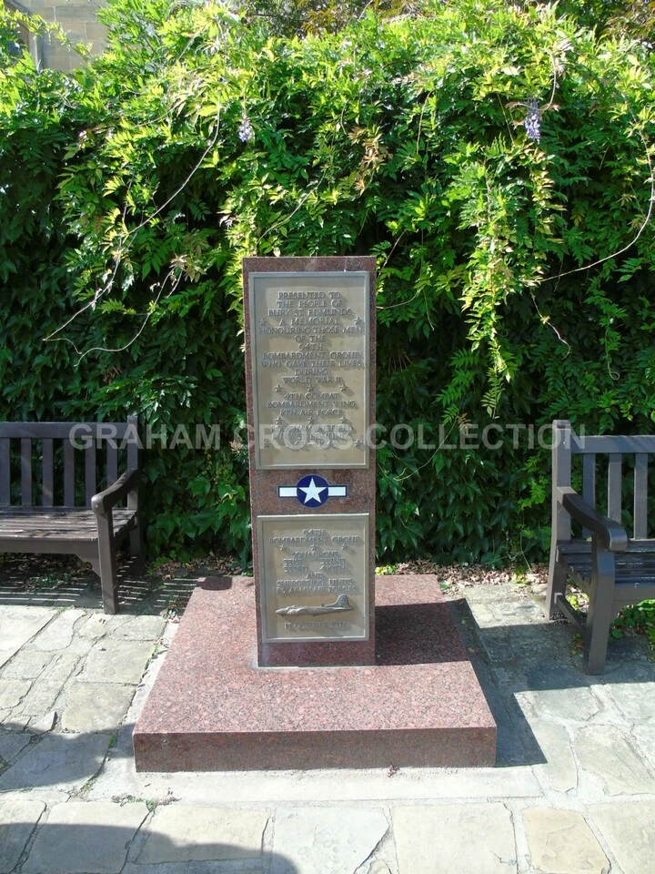 The 94th Bomb Group Memorial in the Rose Garden, Bury St. Edmunds dedicated October 15, 1977.