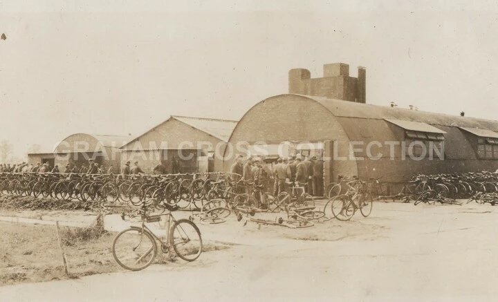 The Mess Hall at Eye surrounded by bicycles as the essential form of transport around airfields.