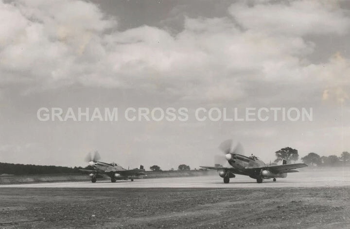 P-51 Mustangs from the 364th Fighter Group prepare to take off from Honington.