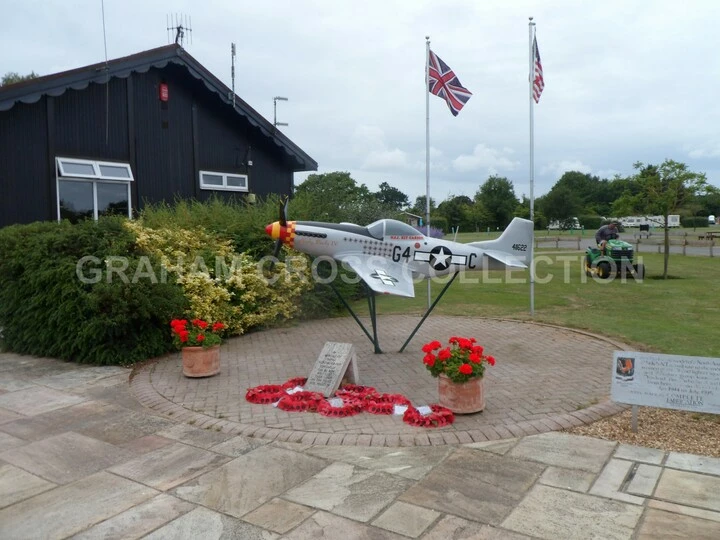 Leiston, home of the 357th Fighter Group, has a number of memorials. This one is located in the Cakes and Ale Caravan Park.