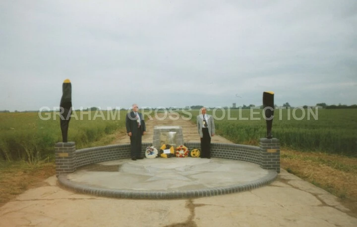 The finished memorial with veterans Stan Petticrew and Bob Hahn, June 11, 1995.