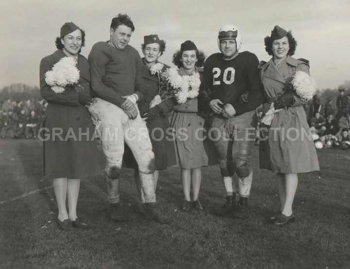 Thanksgiving 1944 saw Bury St Edmunds take on Wormingford in an Third Air Division game of American Football. Sponsors of Bury were Sg.t Olga Hunchak (right) and Cpl. Vonda Cochran (right centre). Sponsors of Wormingford were Sgt. Dorothy Fuller and Sgt Rose Kramer (left).