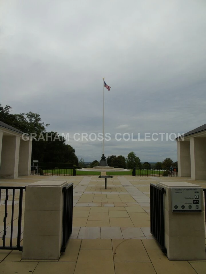 On entering Madingley, the visitor first sees the Stars and Stripes with poet John McCrae’s words ‘To you from falling hands we throw the torch – be yours to hold it high’ surrounding the base. Dedicated July 16, 1956, the remodelled cemetery commemorated the defeat of the Axis, but also reaffirmed ideals to both allies and opponents during the Cold War.